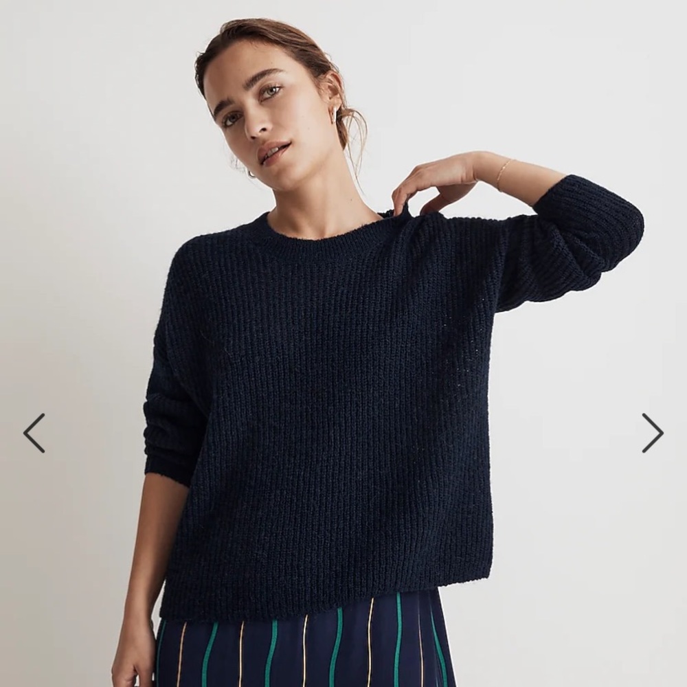 Madewell Ribbed Crewneck Sweater in Deep Indigo